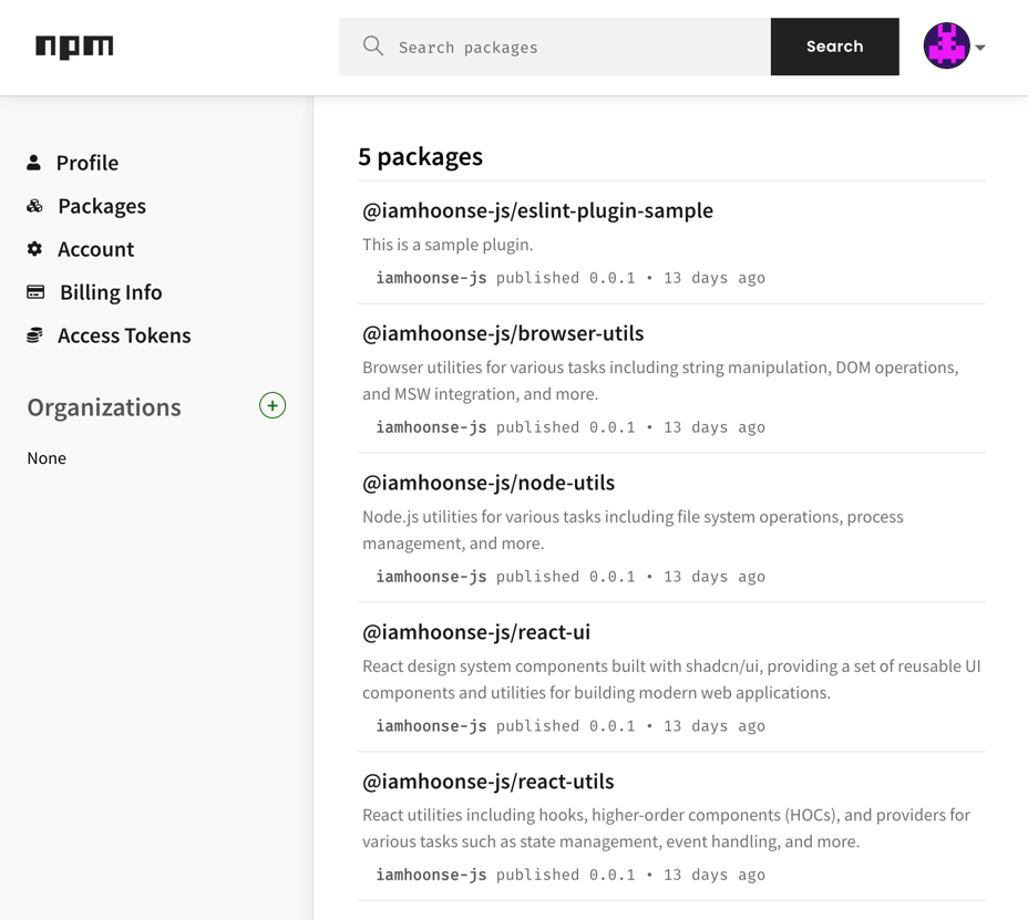 published-npm-packages